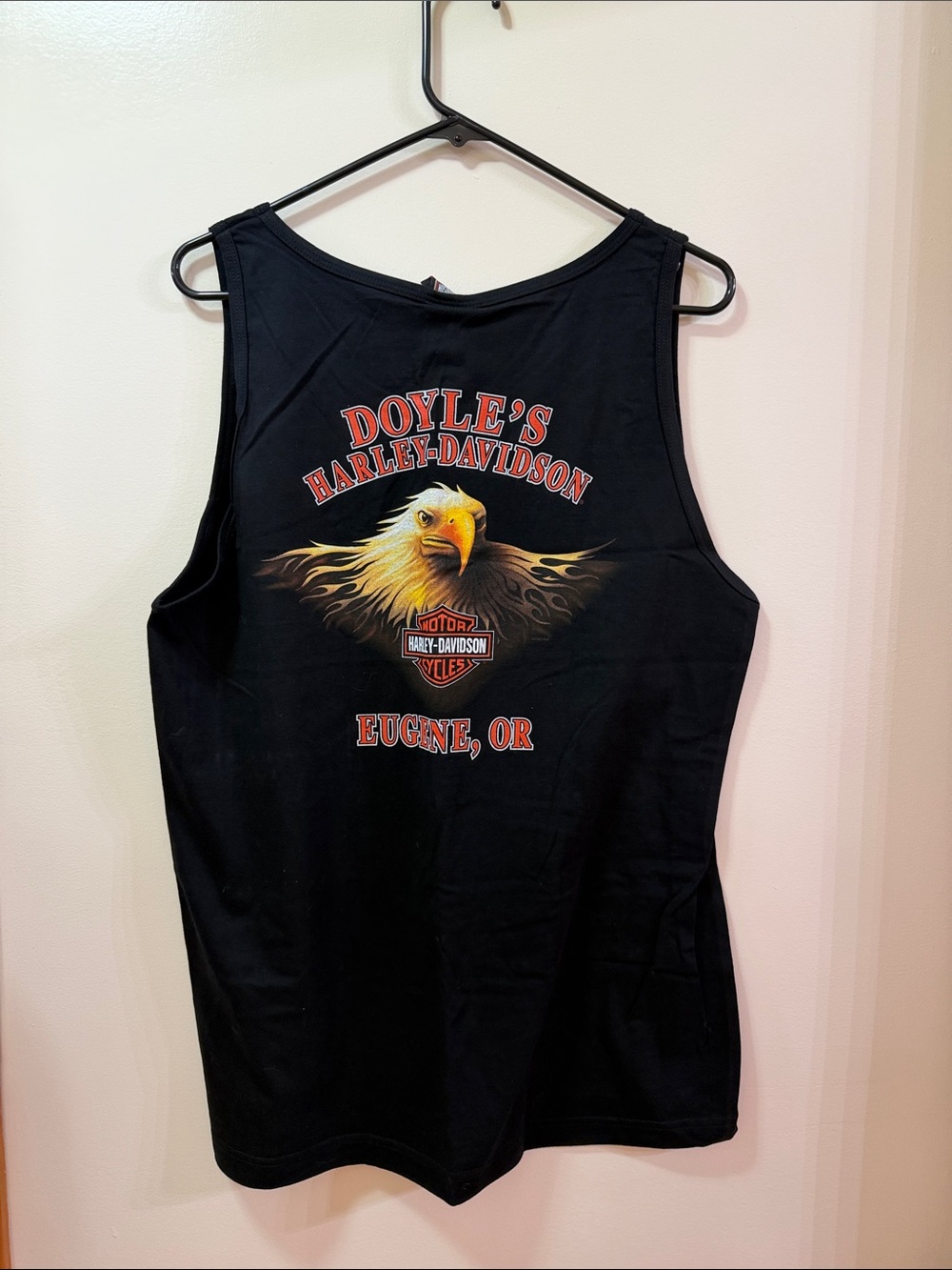 Harley-Davidson Sleeveless Black Tank with Orange Logo Stripe Size Medium